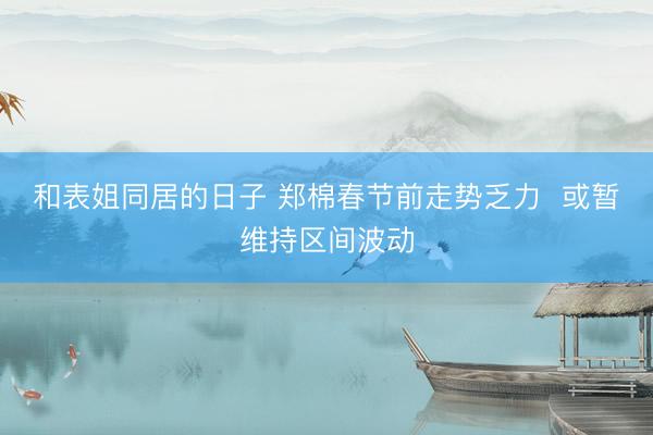 和表姐同居的日子 郑棉春节前走势乏力  或暂维持区间波动