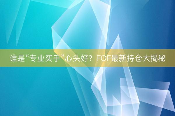 谁是“专业买手”心头好？FOF最新持仓大揭秘