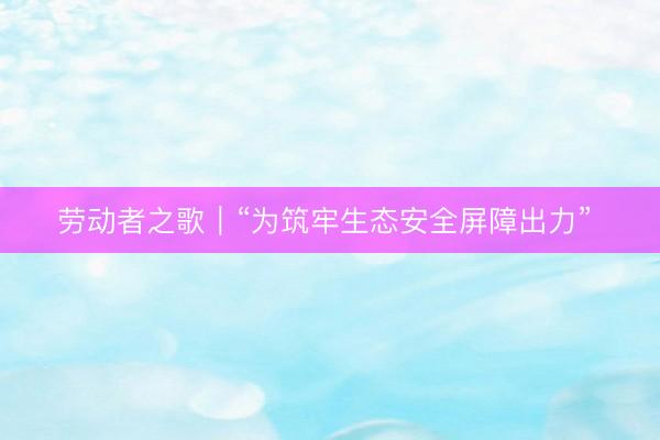 劳动者之歌｜“为筑牢生态安全屏障出力” 