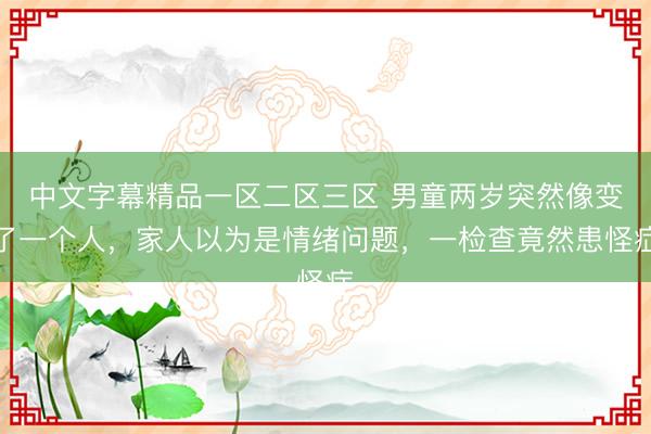中文字幕精品一区二区三区 男童两岁突然像变了一个人，家人以为是情绪问题，一检查竟然患怪症