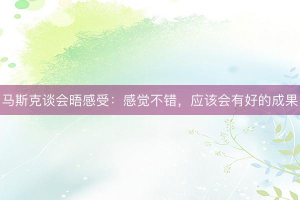 马斯克谈会晤感受：感觉不错，应该会有好的成果