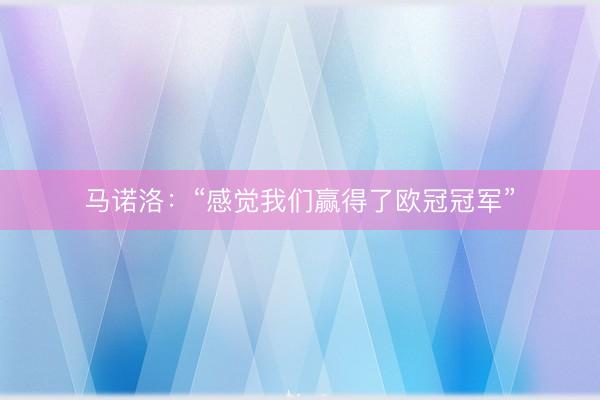 马诺洛：“感觉我们赢得了欧冠冠军”