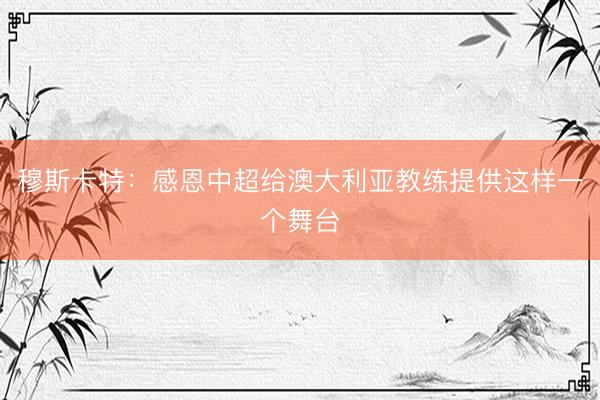 穆斯卡特：感恩中超给澳大利亚教练提供这样一个舞台