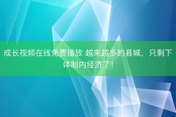 成长视频在线免费播放 越来越多的县城，只剩下体制内经济了！