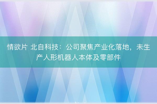 情欲片 北自科技：公司聚焦产业化落地，未生产人形机器人本体及零部件