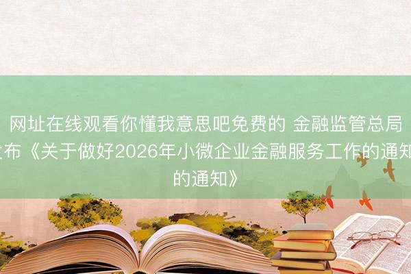 网址在线观看你懂我意思吧免费的 金融监管总局发布《关于做好2026年小微企业金融服务工作的通知》