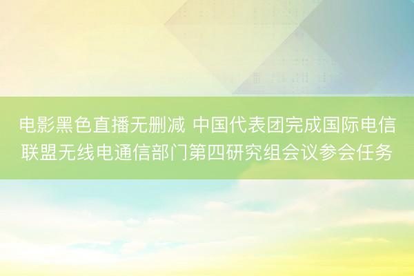 电影黑色直播无删减 中国代表团完成国际电信联盟无线电通信部门第四研究组会议参会任务