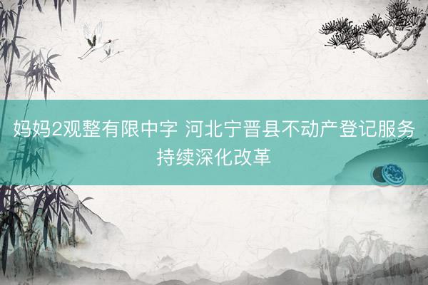 妈妈2观整有限中字 河北宁晋县不动产登记服务持续深化改革