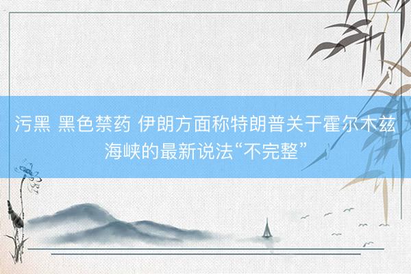 污黑 黑色禁药 伊朗方面称特朗普关于霍尔木兹海峡的最新说法“不完整”