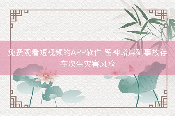 免费观看短视频的APP软件 留神峪煤矿事故存在次生灾害风险