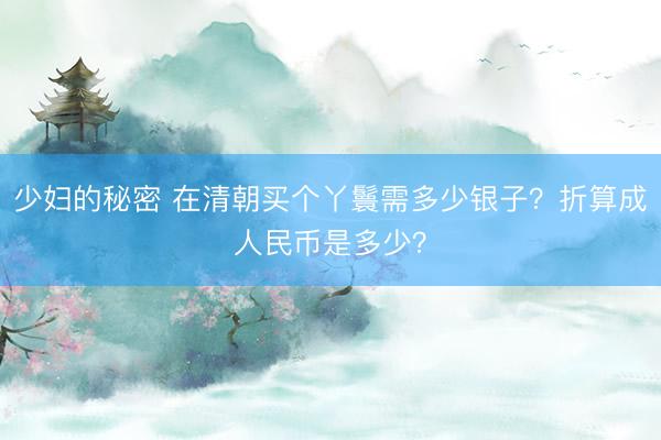 少妇的秘密 在清朝买个丫鬟需多少银子？折算成人民币是多少？