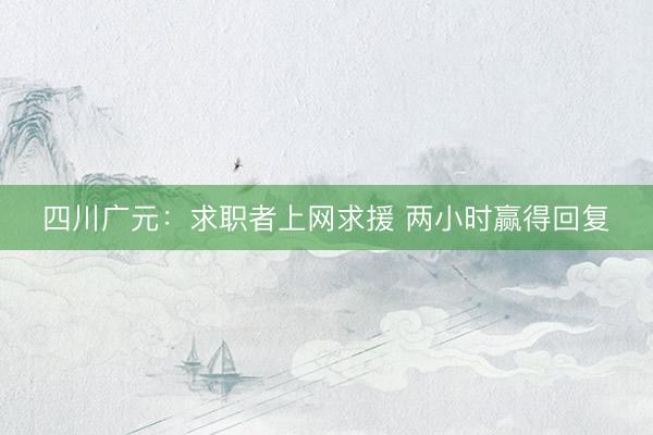 四川广元：求职者上网求援 两小时赢得回复