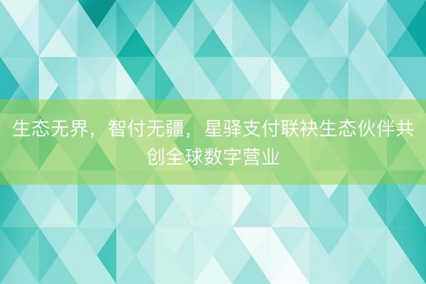 生态无界，智付无疆，星驿支付联袂生态伙伴共创全球数字营业