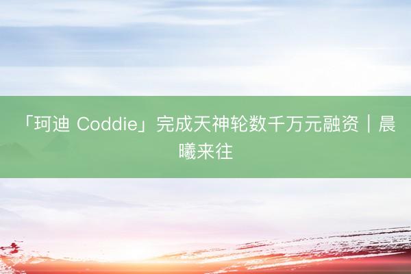 「珂迪 Coddie」完成天神轮数千万元融资|晨曦来往