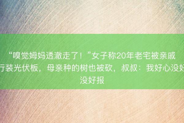 “嗅觉姆妈透澈走了！”女子称20年老宅被亲戚私行装光伏板，母亲种的树也被砍，叔叔：我好心没好报