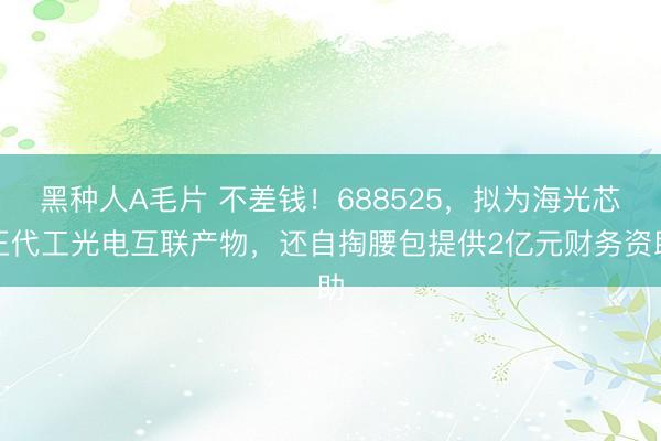 黑种人A毛片 不差钱！688525，拟为海光芯正代工光电互联产物，还自掏腰包提供2亿元财务资助
