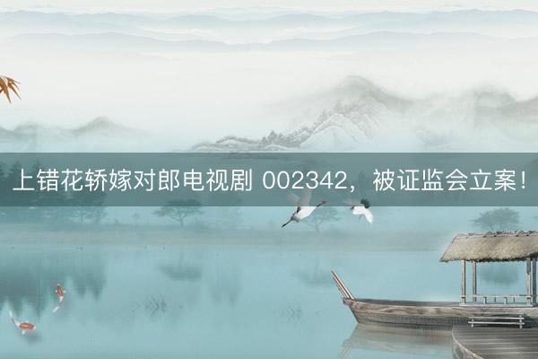 上错花轿嫁对郎电视剧 002342，被证监会立案！