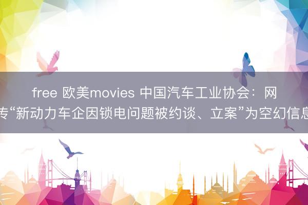 free 欧美movies 中国汽车工业协会：网传“新动力车企因锁电问题被约谈、立案”为空幻信息