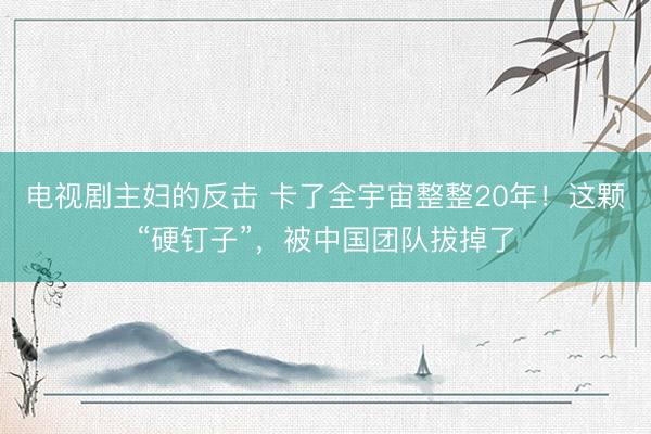 电视剧主妇的反击 卡了全宇宙整整20年！这颗“硬钉子”，被中国团队拔掉了