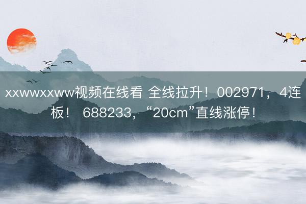 xxwwxxww视频在线看 全线拉升！002971，4连板！ 688233，“20cm”直线涨停！