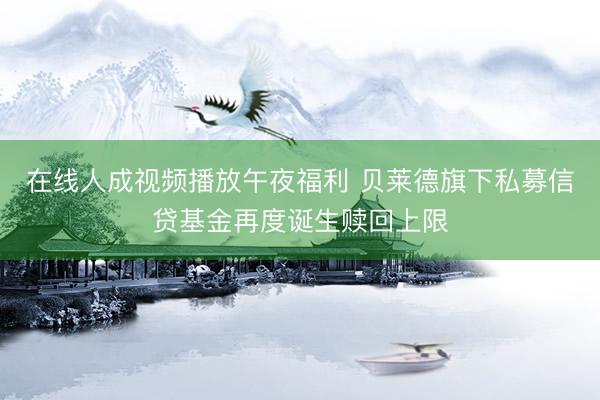 在线人成视频播放午夜福利 贝莱德旗下私募信贷基金再度诞生赎回上限
