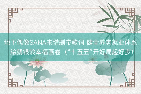 地下偶像SANA未增删带歌词 健全养老就业体系 绘就银龄幸福画卷(“十五五”开好局起好步)