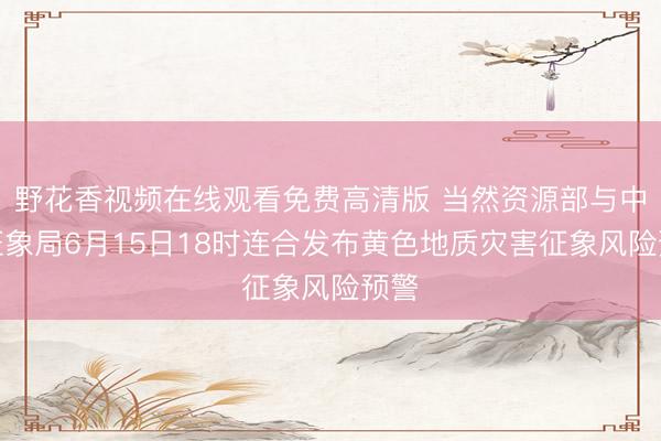 野花香视频在线观看免费高清版 当然资源部与中国征象局6月15日18时连合发布黄色地质灾害征象风险预警