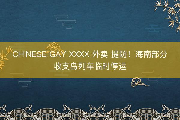 CHINESE GAY XXXX 外卖 提防！海南部分收支岛列车临时停运