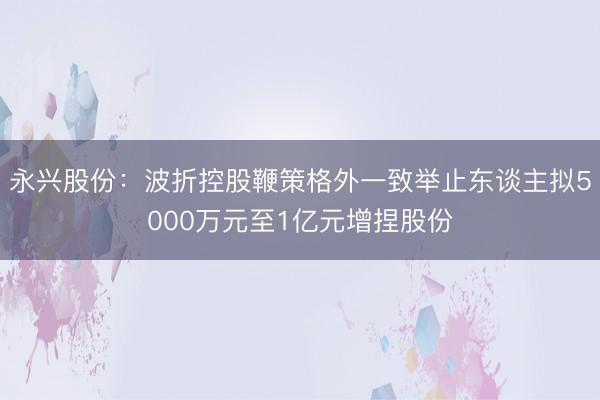 永兴股份：波折控股鞭策格外一致举止东谈主拟5000万元至1亿元增捏股份