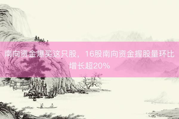 南向资金爆买这只股，16股南向资金握股量环比增长超20%